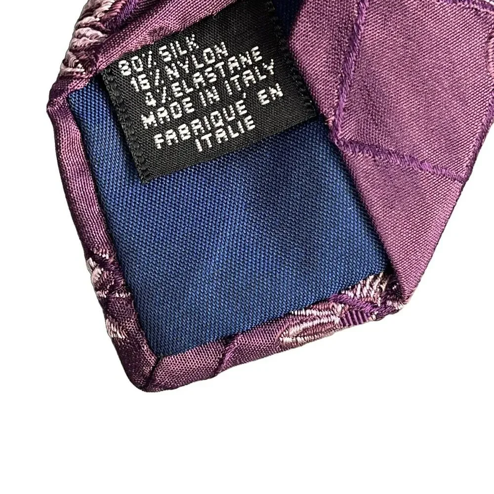 Kenzo Homme Necktie Tie Purple Floral Jacquard Woven Silk Blend Flower